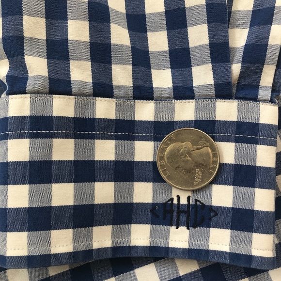 Lands End 16/35 Button Front Blue Check Oxford - Picture 5 of 8